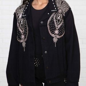 Vici Black Jean Jacket with Silver Embellishments